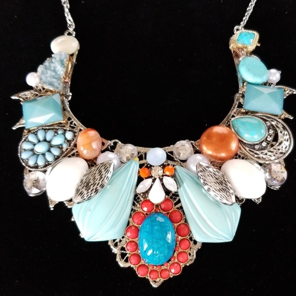 Repurposed Vintage Jewelry Statement Necklace - Picture 3 of 12